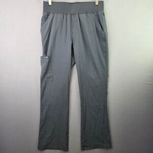 Koi Basics Scrub Pants Women S Regular Grey Cargo Elastic Waist Ribbed Pocket